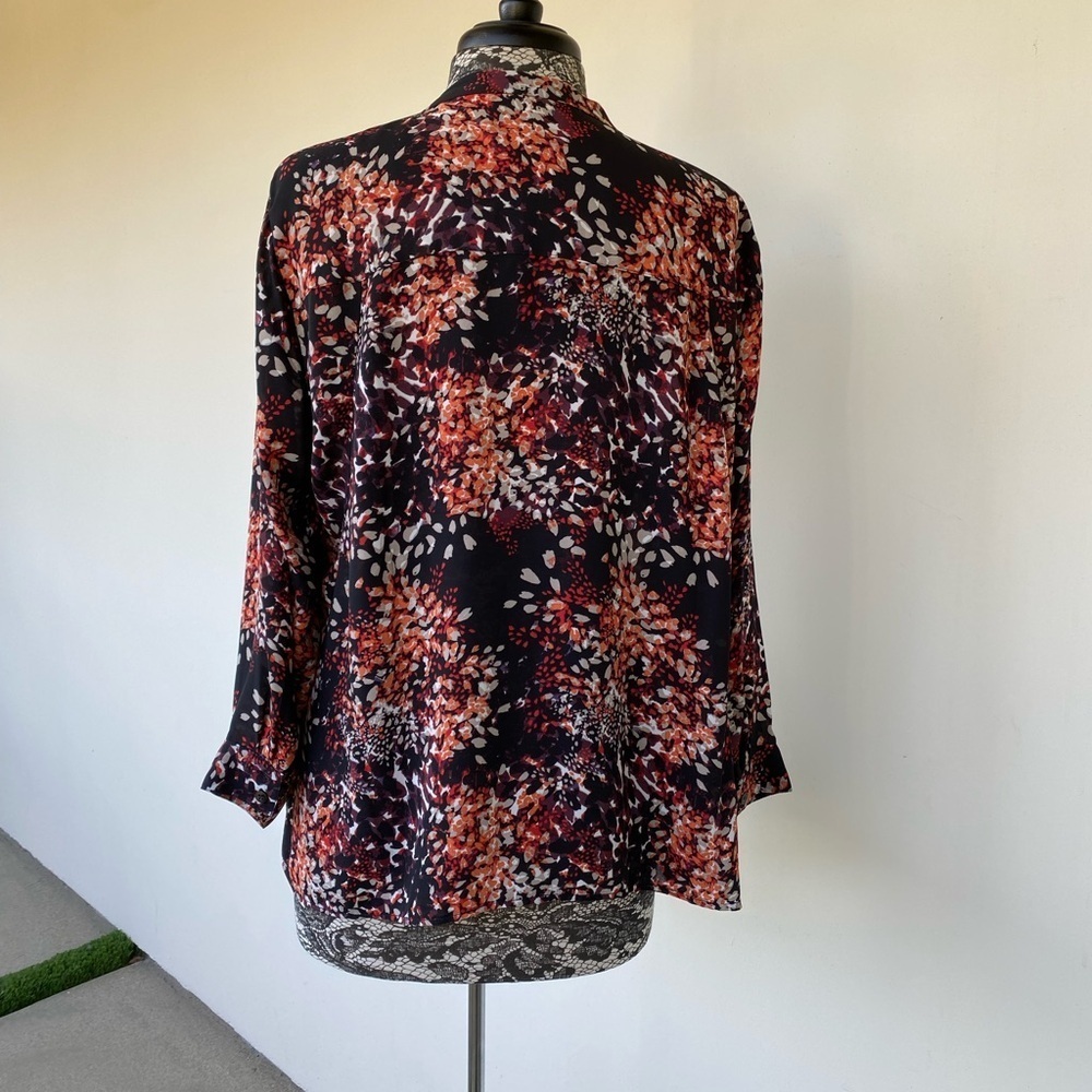 Floral Print Women's Top - Black and Orange by Sejour size 14W - Picture 2 of 6
